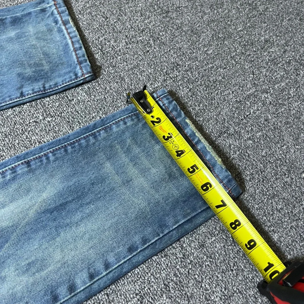 AW Selvedge Jeans 32x32 Blue Faded Straight Leg Button Fly Streetwear